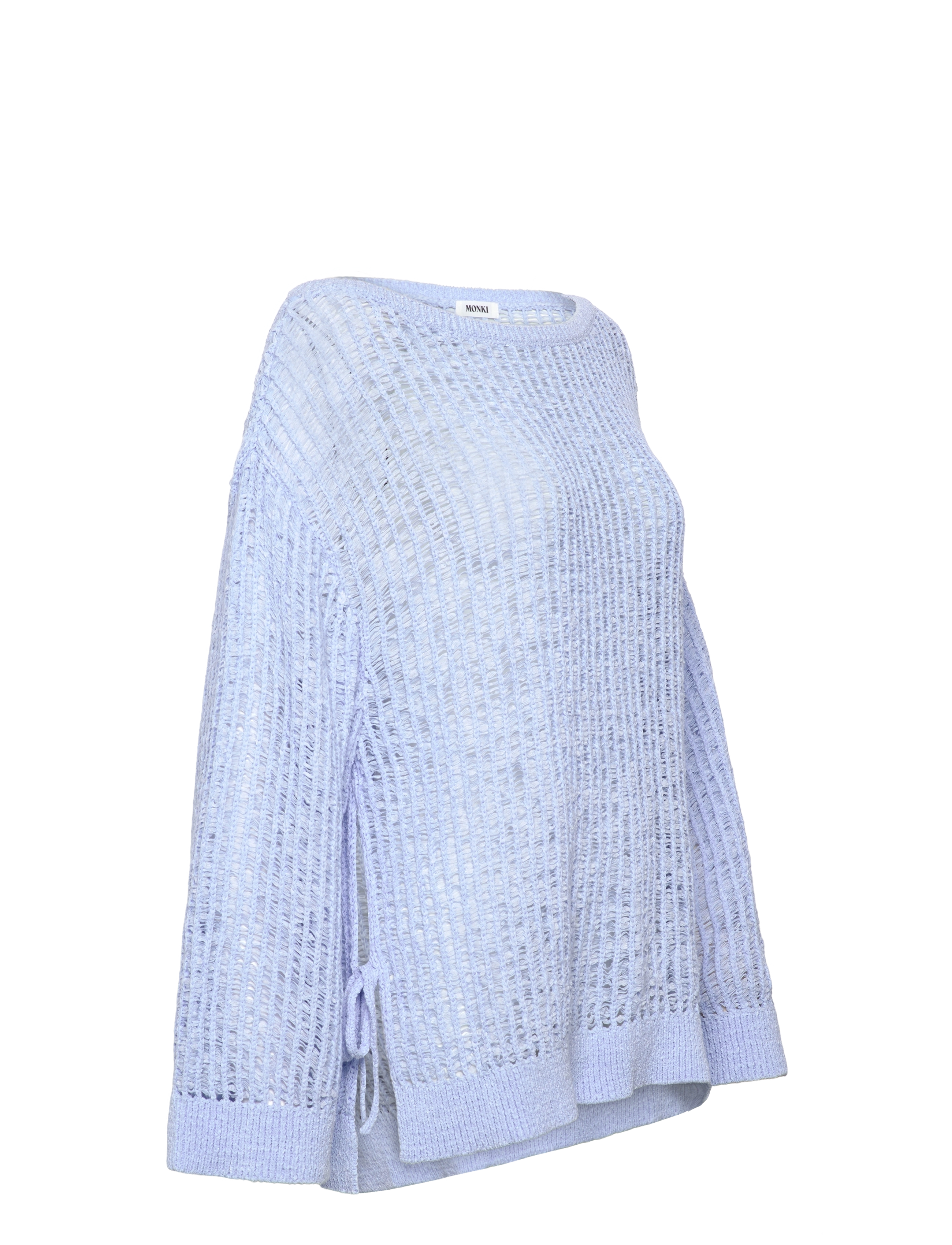 Monki - Loose Open-Knit Side Slit Sweater - jumpers - blue light - 2