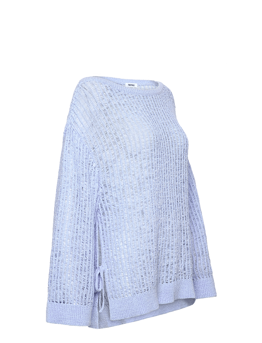 Monki - Loose Open-Knit Side Slit Sweater - pullover - blue light - 2