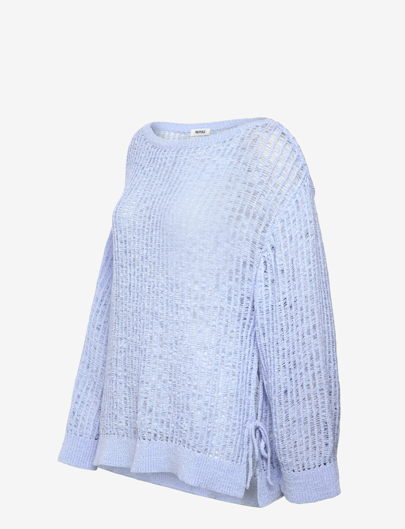 Monki - Loose Open-Knit Side Slit Sweater - striktrøjer - blue light - 3