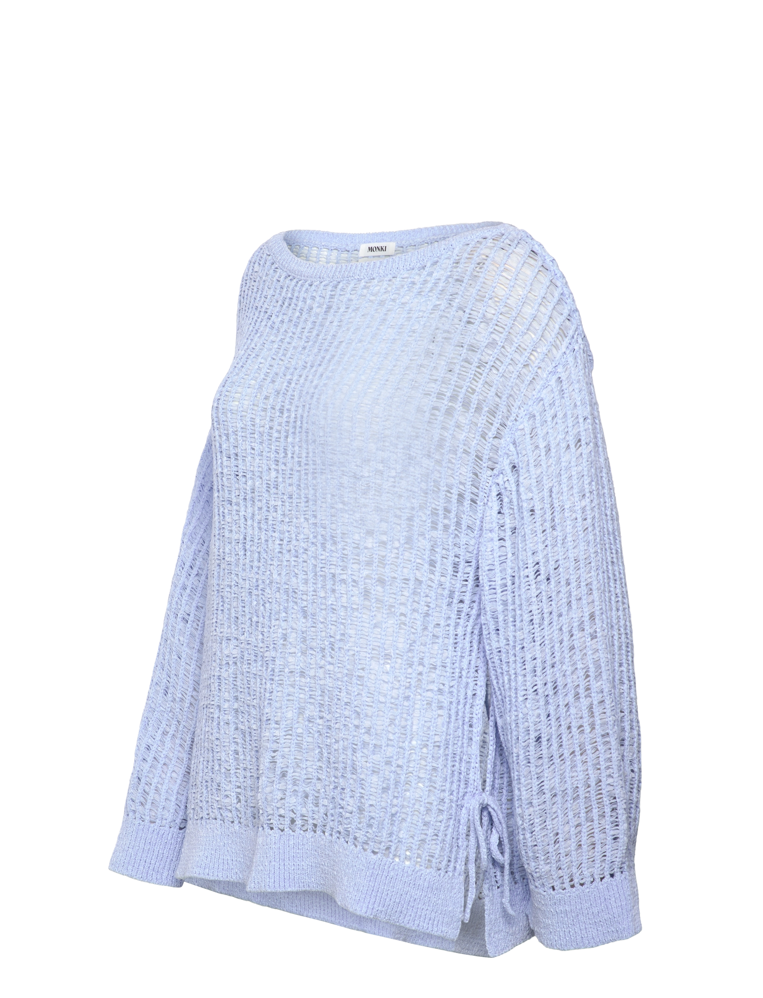 Monki - Loose Open-Knit Side Slit Sweater - jumpers - blue light - 3