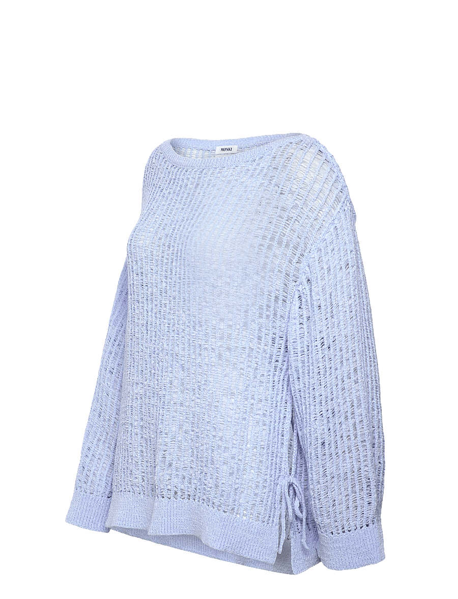 Monki - Loose Open-Knit Side Slit Sweater - pullover - blue light - 3