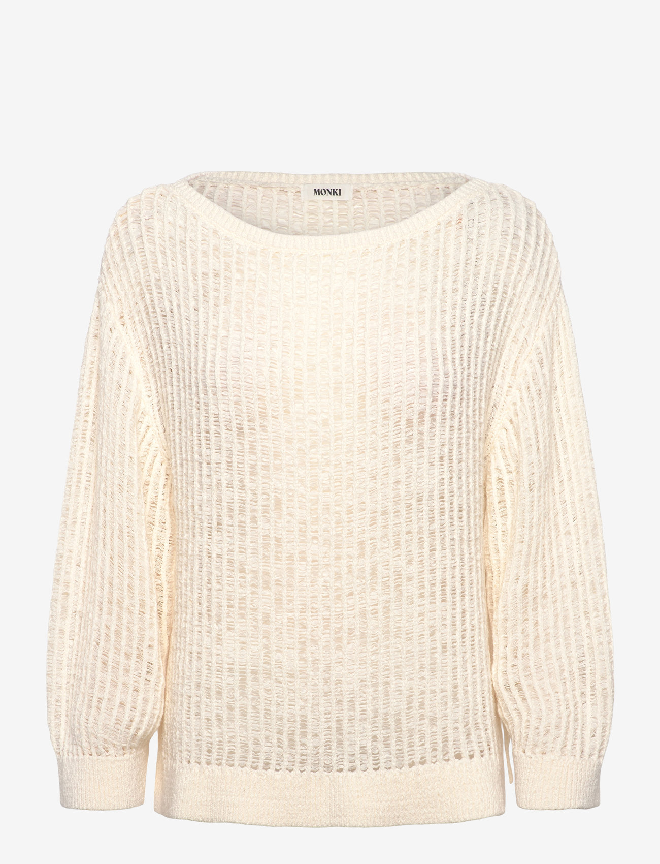 Monki - Loose Open-Knit Side Slit Sweater - striktrøjer - white light - 0