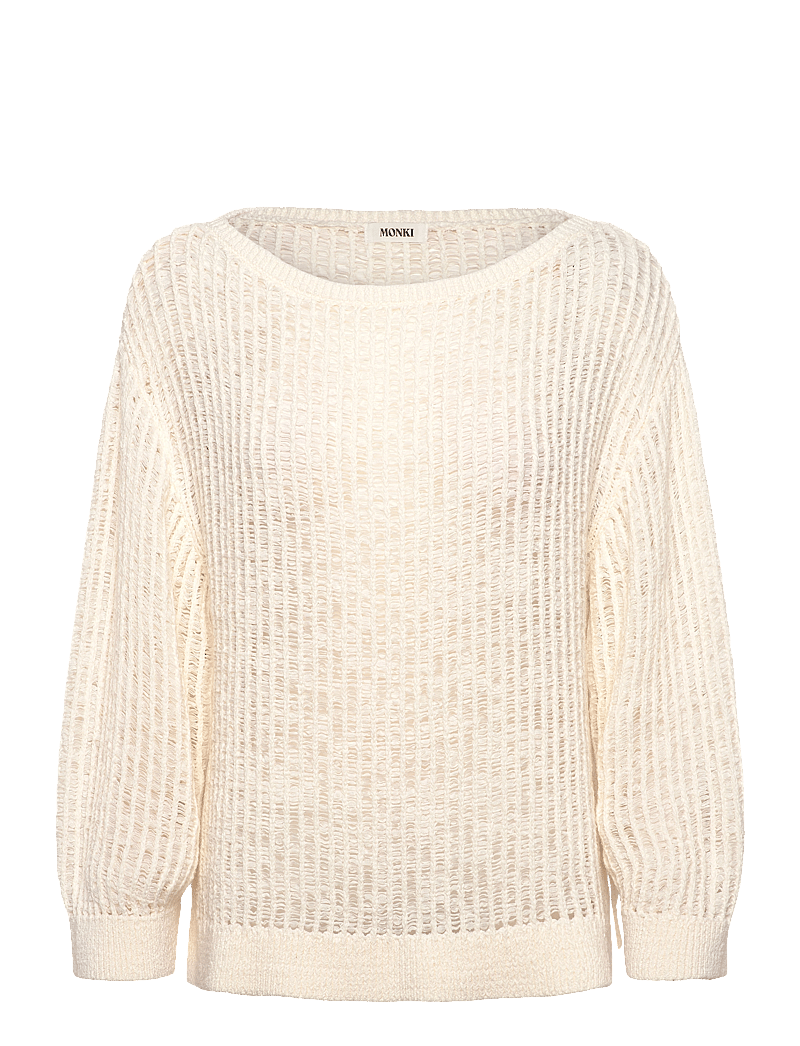 Monki - Loose Open-Knit Side Slit Sweater - pullover - white light - 0