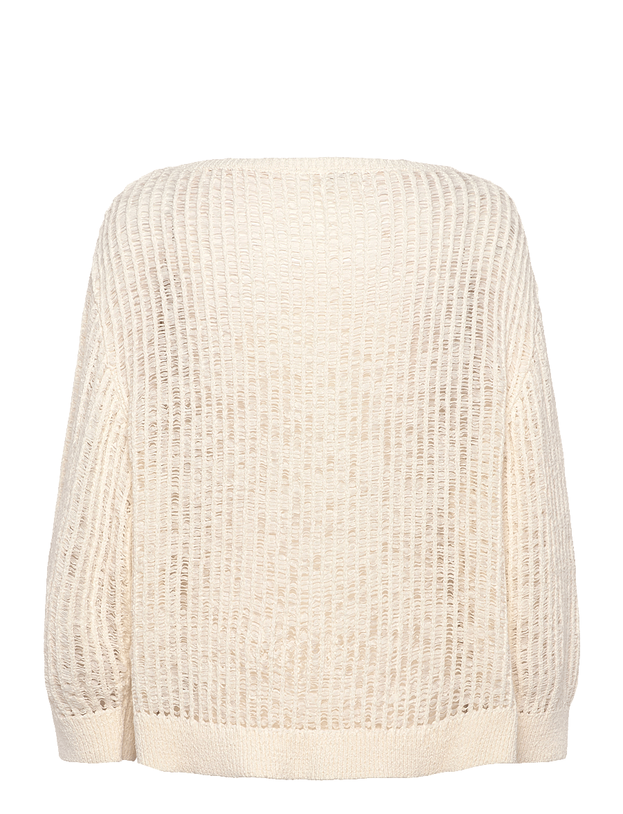 Monki - Loose Open-Knit Side Slit Sweater - pullover - white light - 1