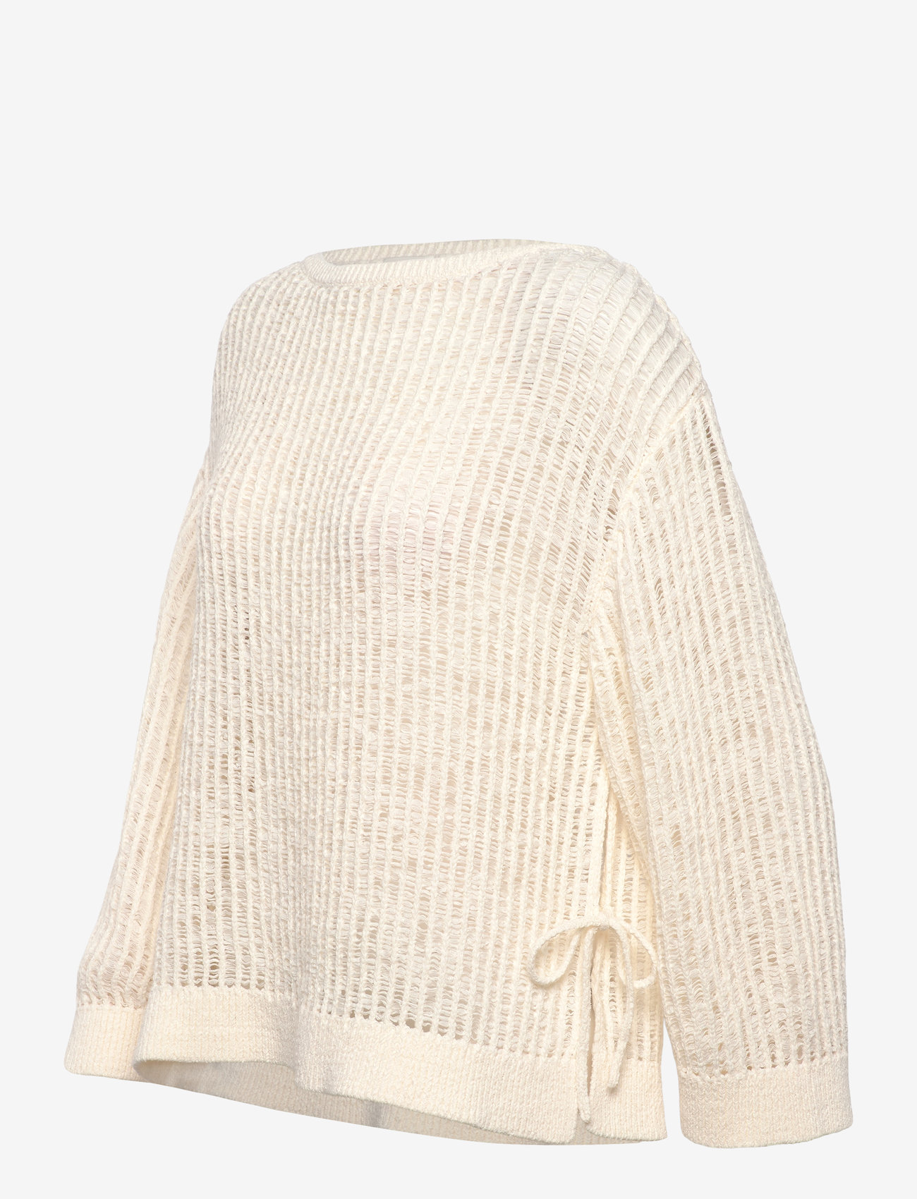 Monki - Loose Open-Knit Side Slit Sweater - striktrøjer - white light - 2