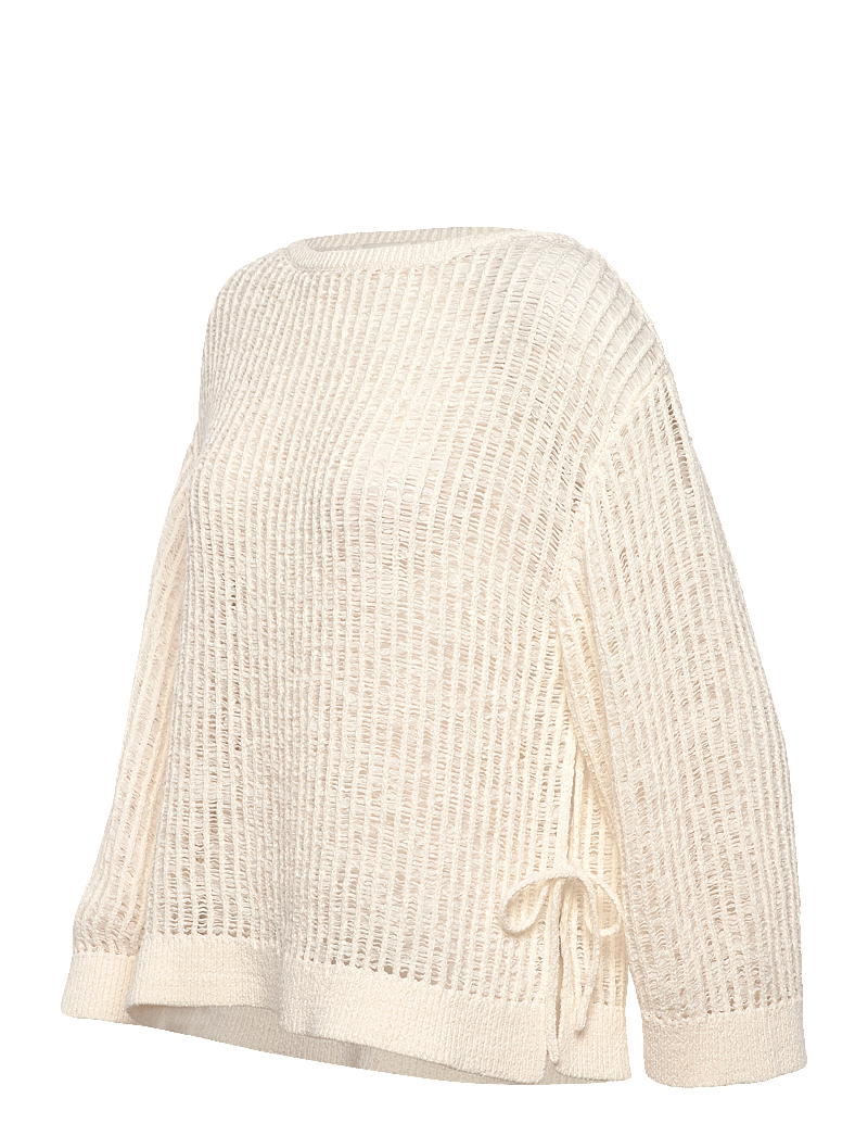 Monki - Loose Open-Knit Side Slit Sweater - pullover - white light - 2