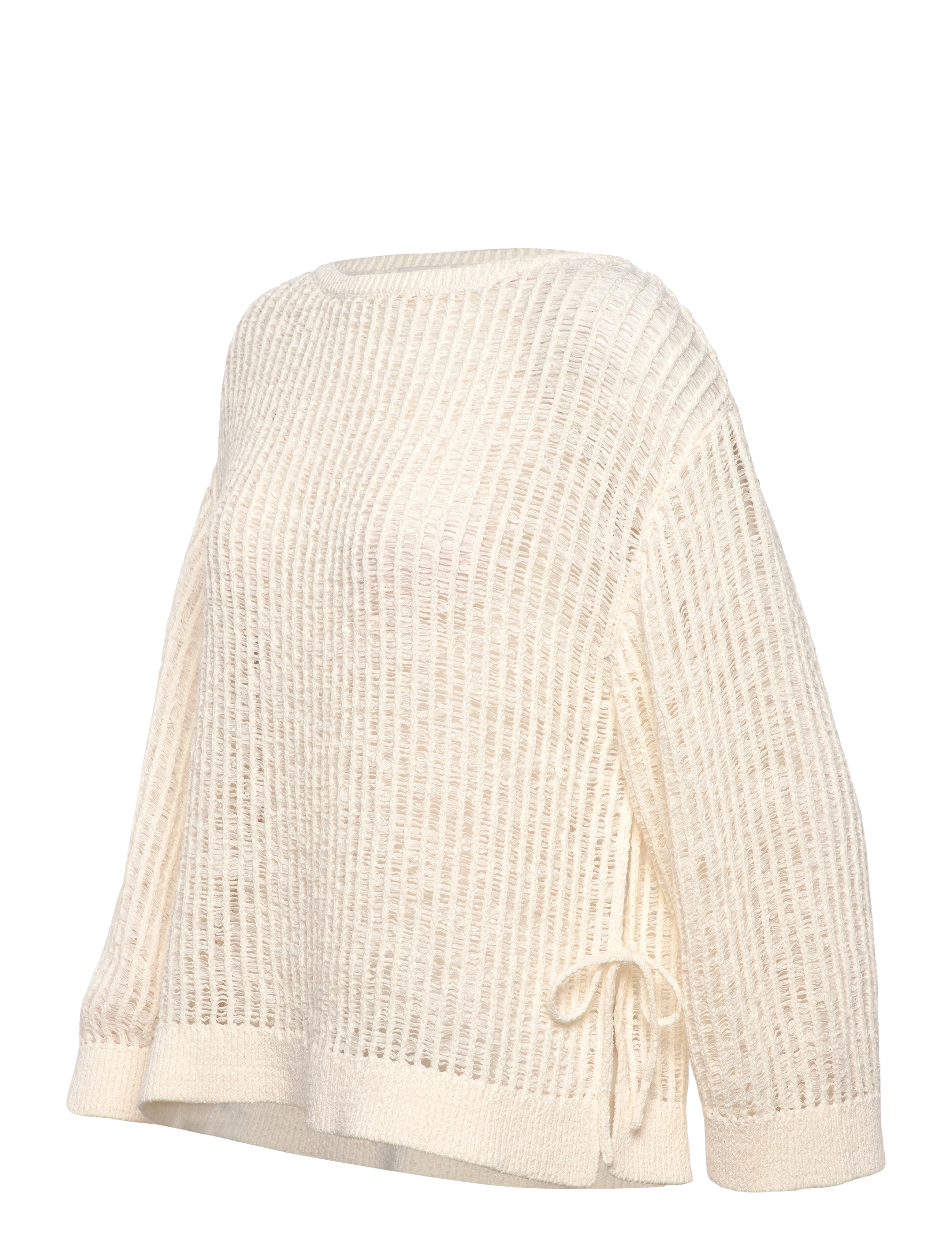 Monki - Loose Open-Knit Side Slit Sweater - pullover - white light - 2