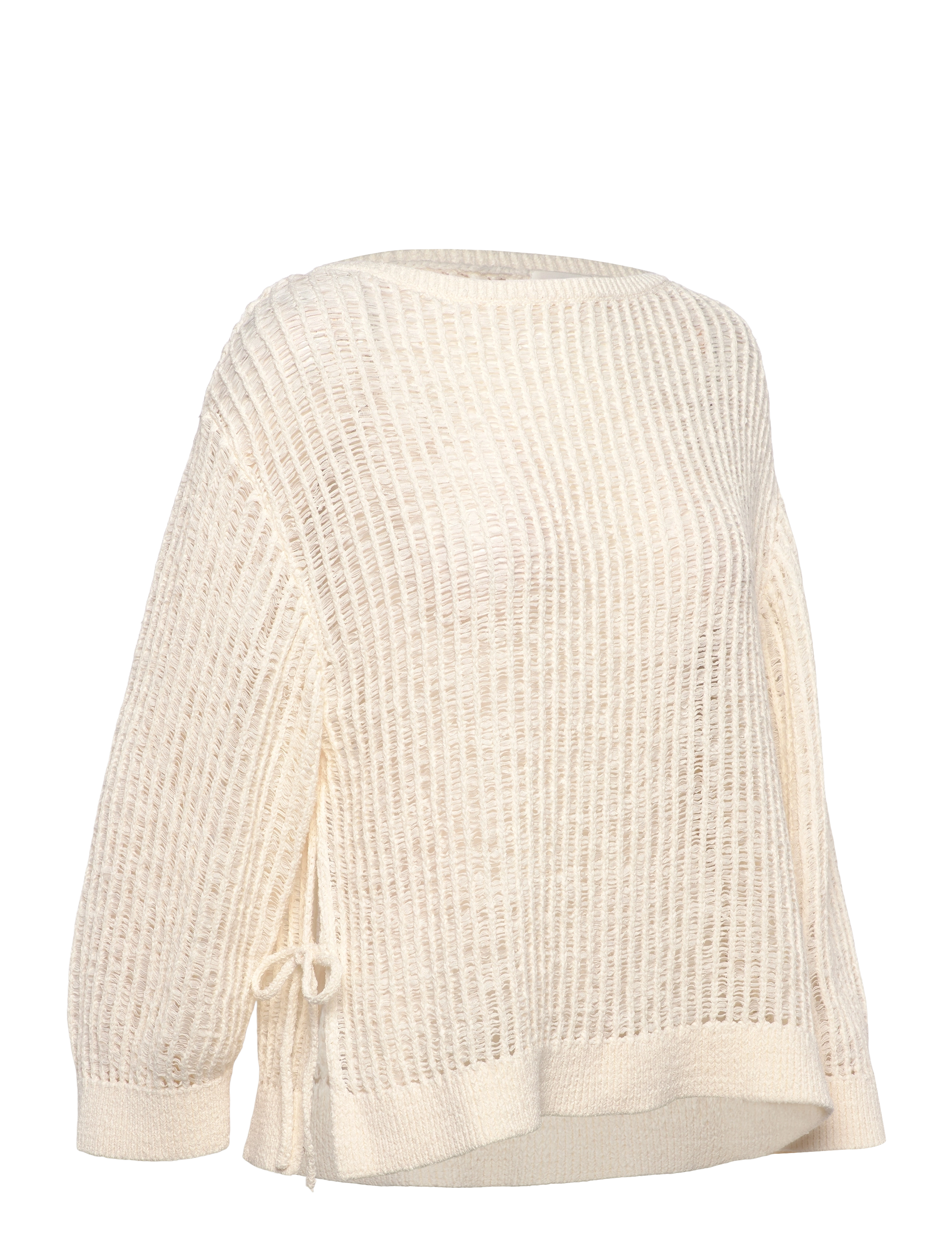 Monki - Loose Open-Knit Side Slit Sweater - jumpers - white light - 3