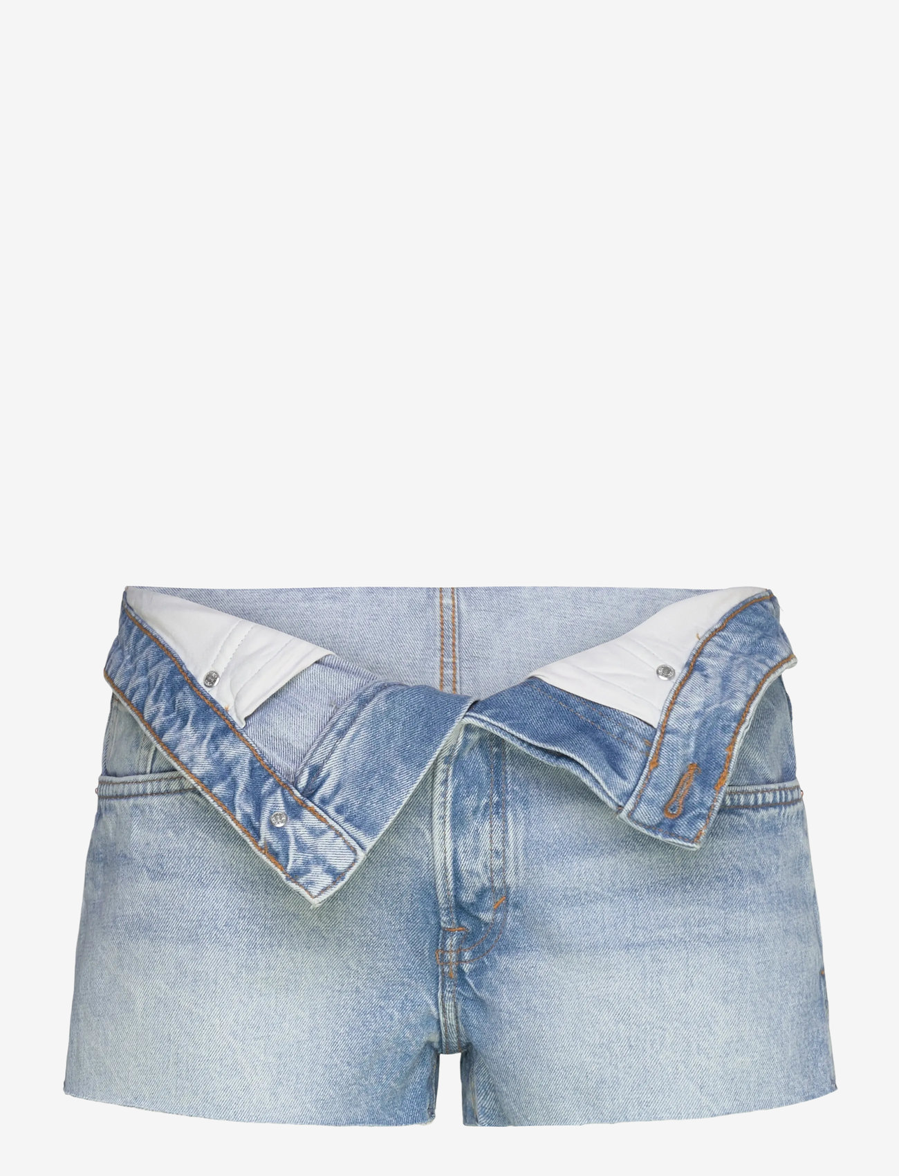 Monki - Lana Fold Down Denim Shorts - jeansshorts - blue dusty light - 0