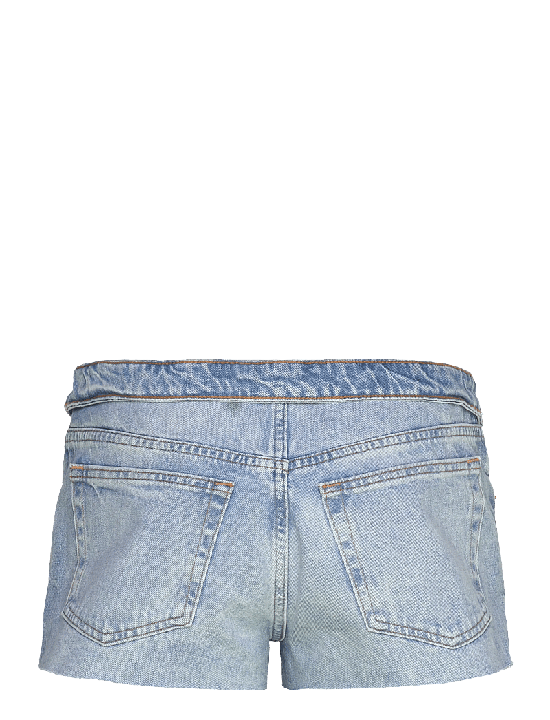 Monki - Lana Fold Down Denim Shorts - jeansshorts - blue dusty light - 1
