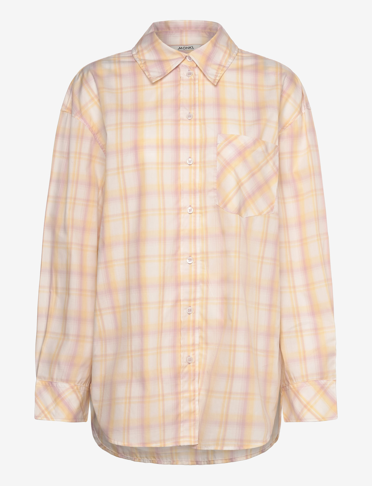 Monki - Long-Sleeved Oversized Poplin Shirt - långärmade skjortor - yellow dusty light - 0