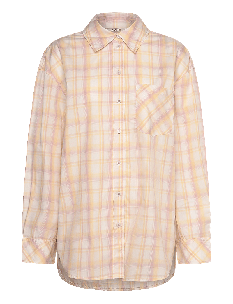 Monki - Long-Sleeved Oversized Poplin Shirt - langärmlige hemden - yellow dusty light - 0