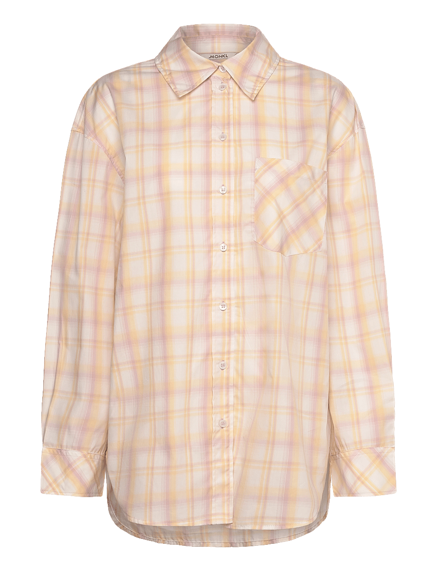 Monki - Long-Sleeved Oversized Poplin Shirt - langerma skyrtur - yellow dusty light - 0