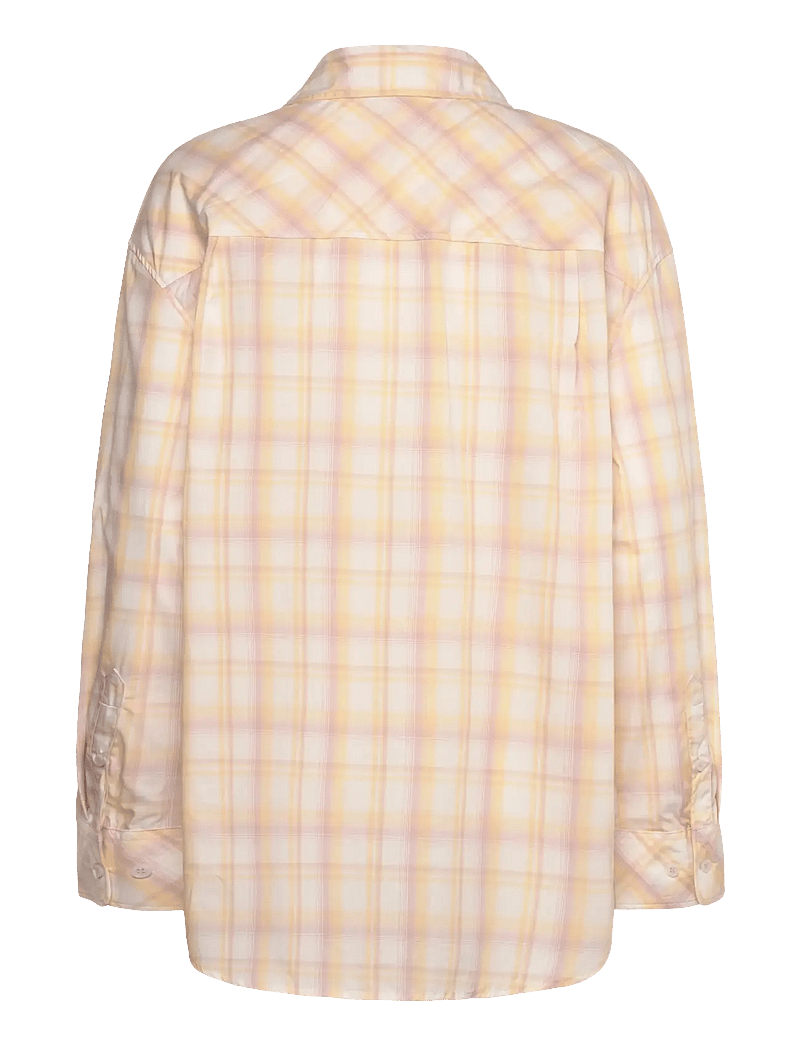 Monki - Long-Sleeved Oversized Poplin Shirt - langärmlige hemden - yellow dusty light - 1