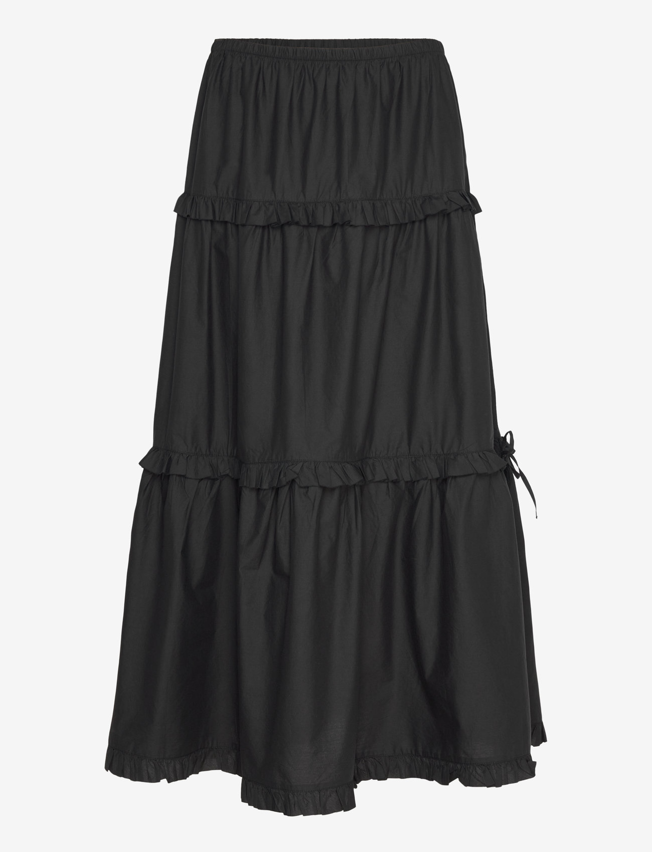 Monki - Ruffled Tiered Cotton Skirt - maxikjolar - black dark - 0