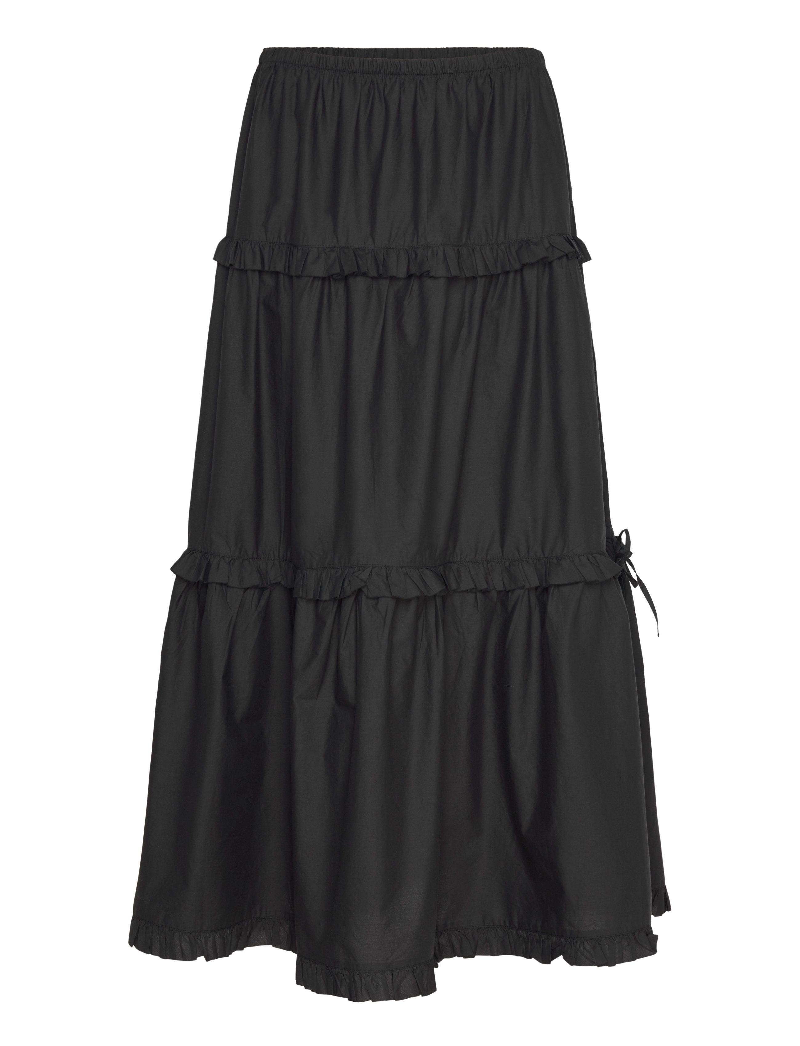 Monki Ruffled Tiered Cotton Skirt - Maxi nederdele - BLACK DARK / black