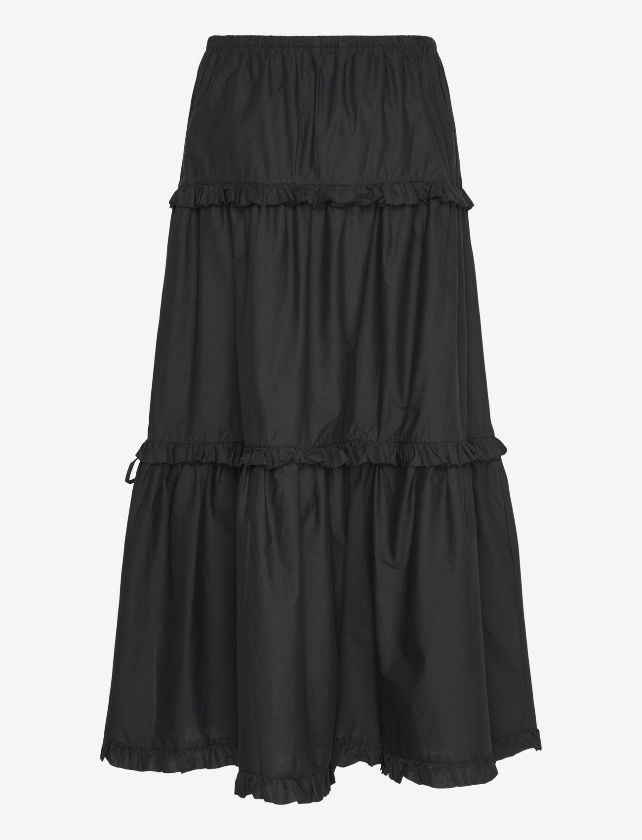 Monki - Ruffled Tiered Cotton Skirt - maxikjolar - black dark - 1