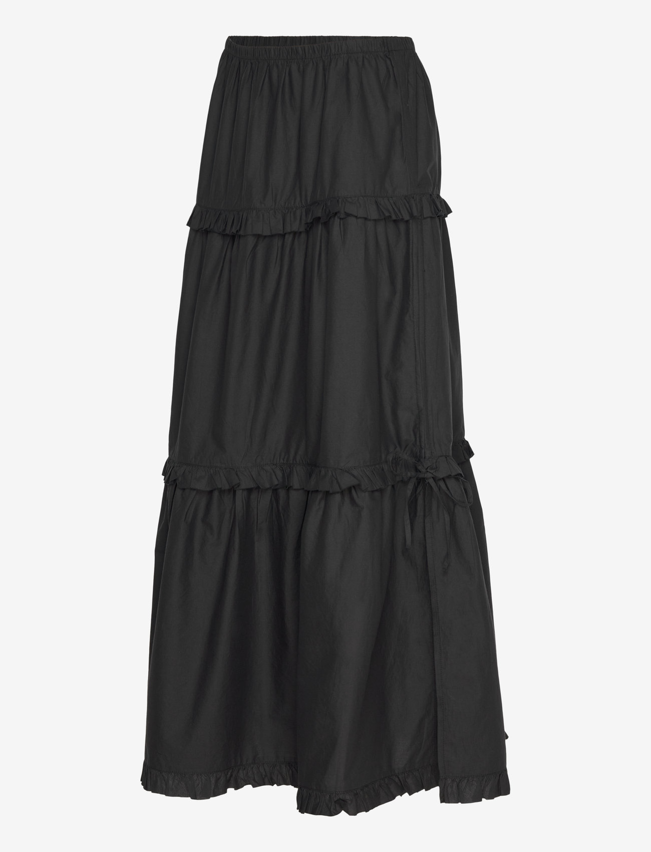 Monki - Ruffled Tiered Cotton Skirt - maxikjolar - black dark - 2