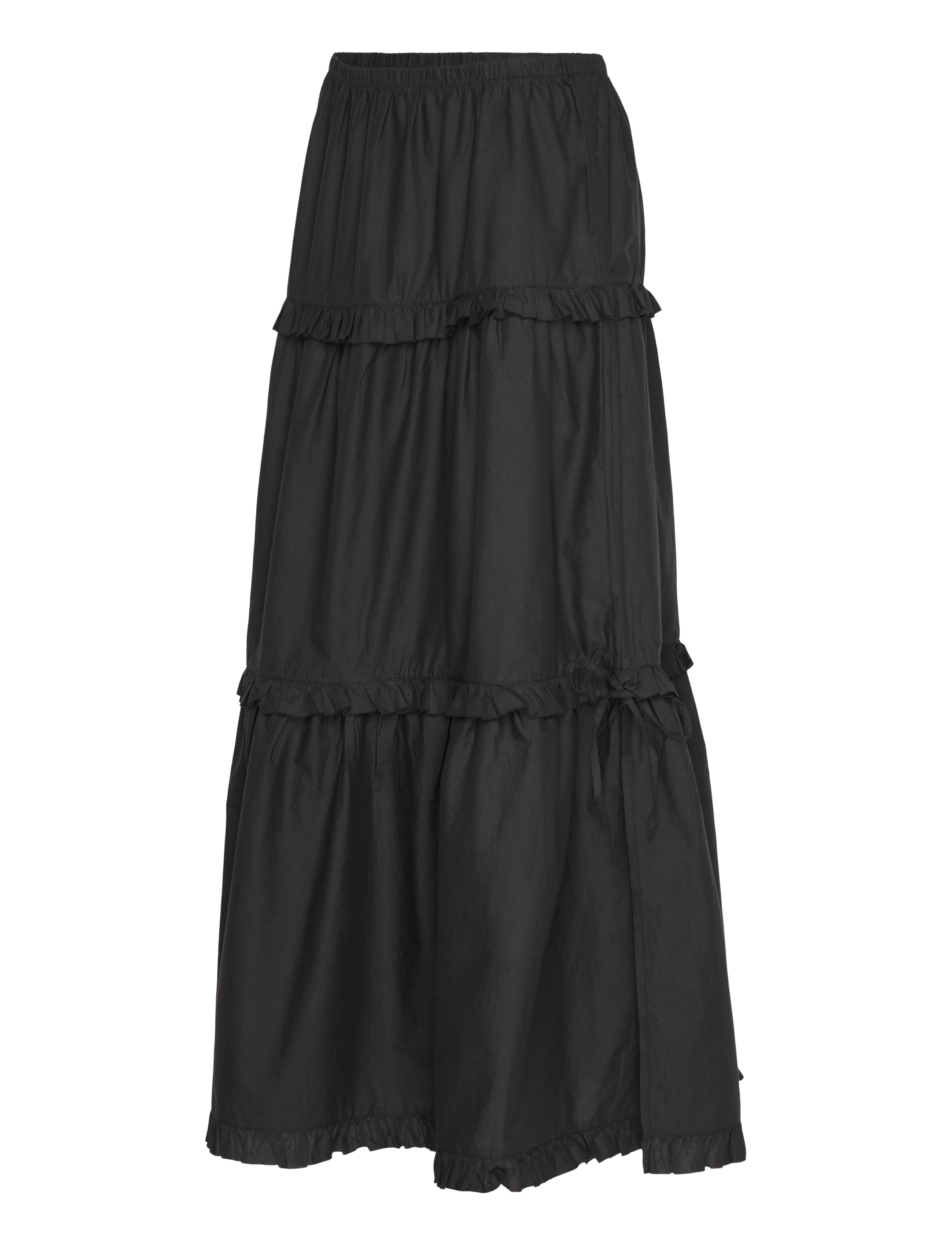 Monki - Ruffled Tiered Cotton Skirt - maxi skirts - black dark - 2