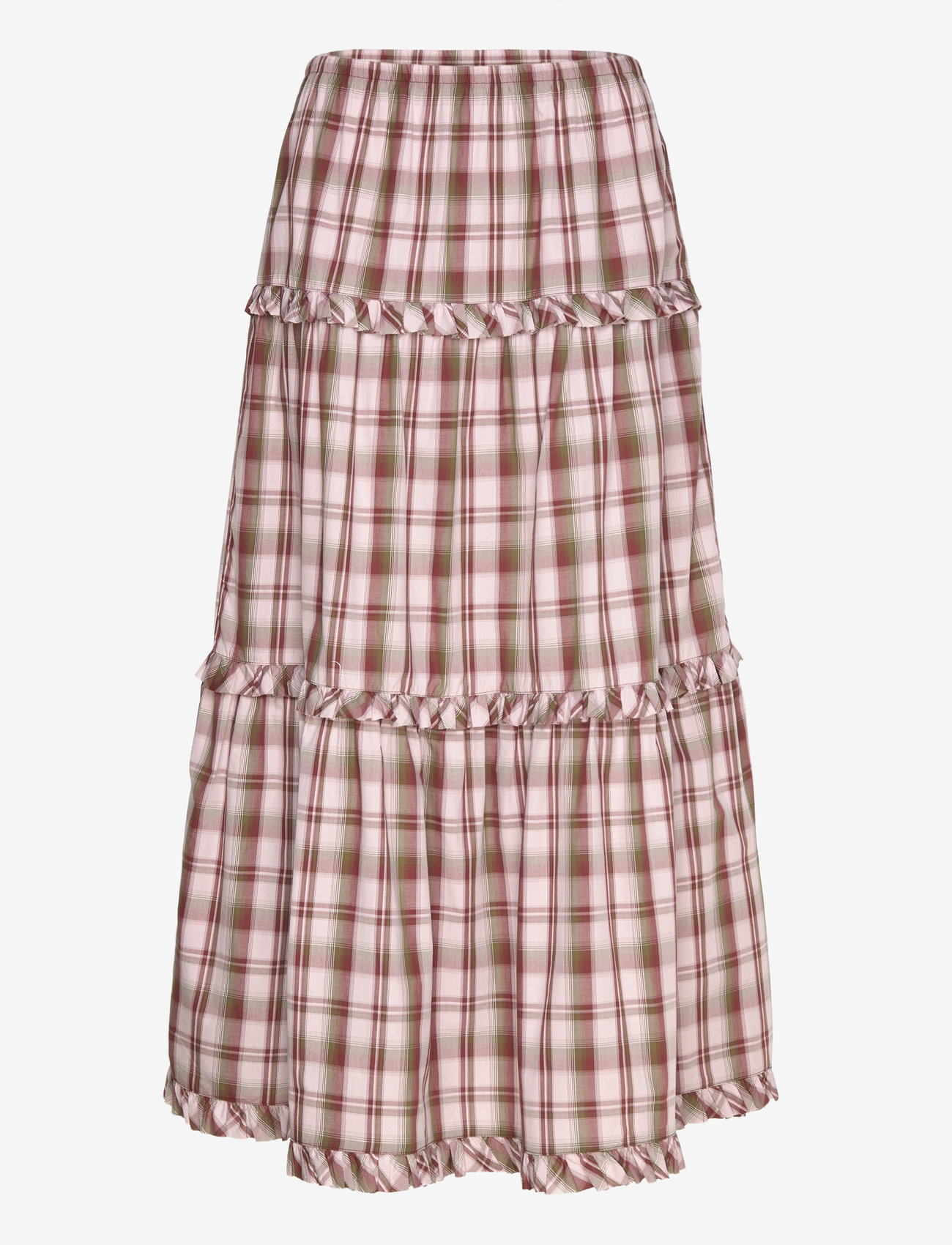 Monki - Ruffled Tiered Cotton Skirt - maxi röcke - pink dusty light - 0