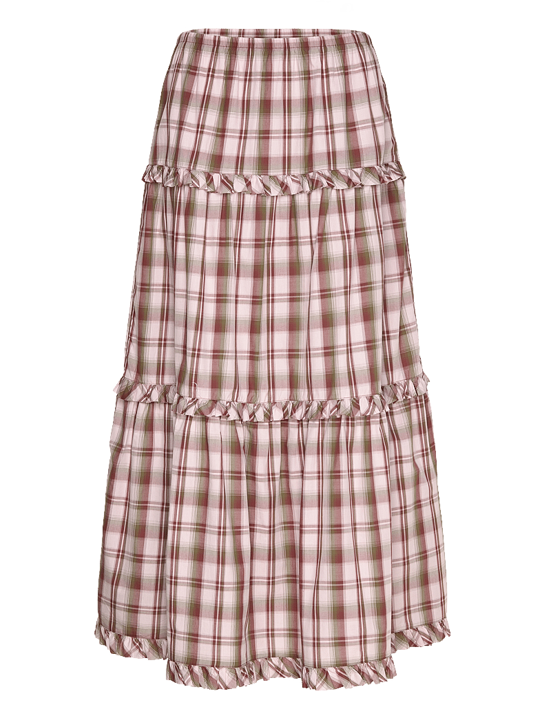 Monki - Ruffled Tiered Cotton Skirt - maxi röcke - pink dusty light - 0