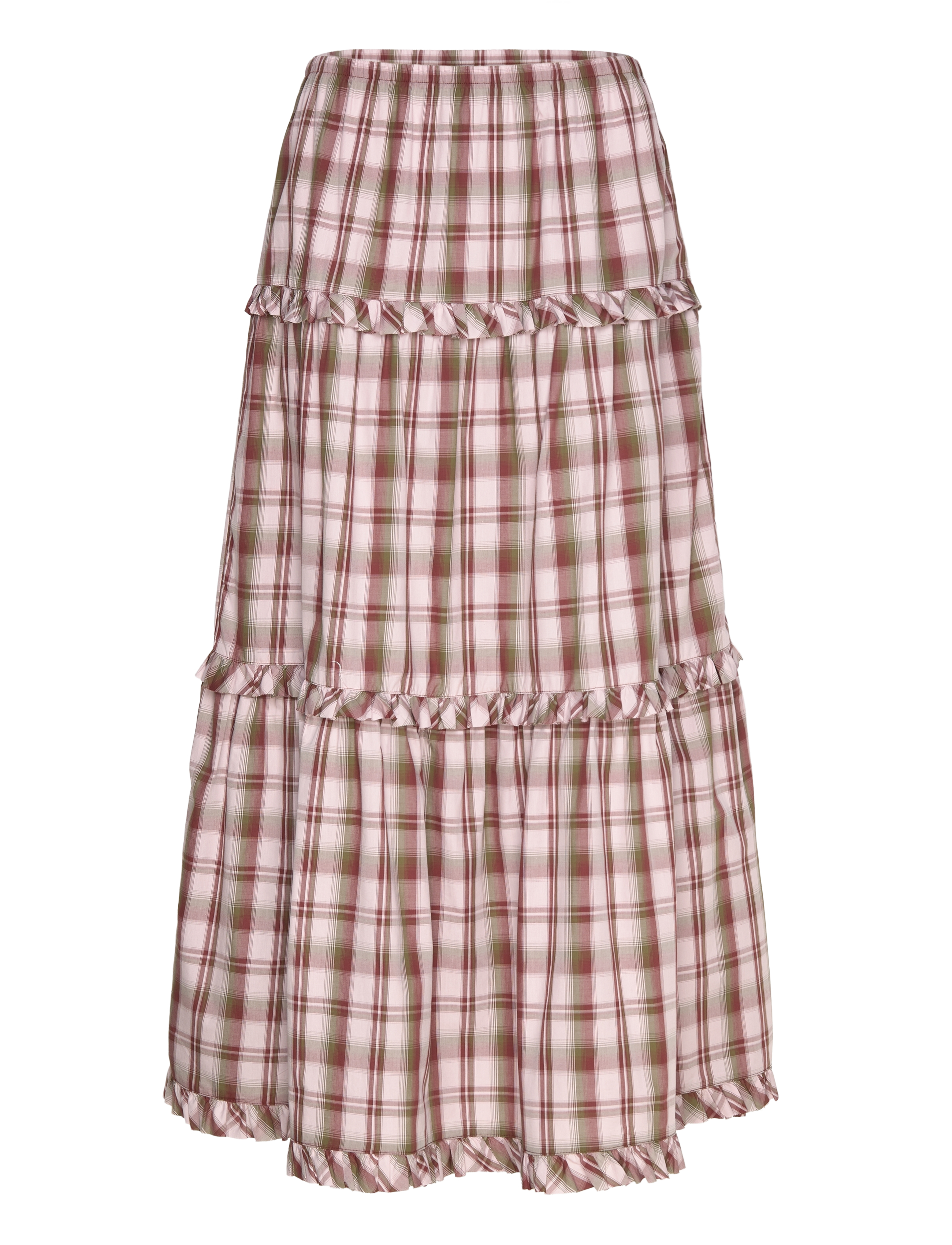 Monki Ruffled Tiered Cotton Skirt - Maxi nederdele - PINK DUSTY LIGHT / pink/rose