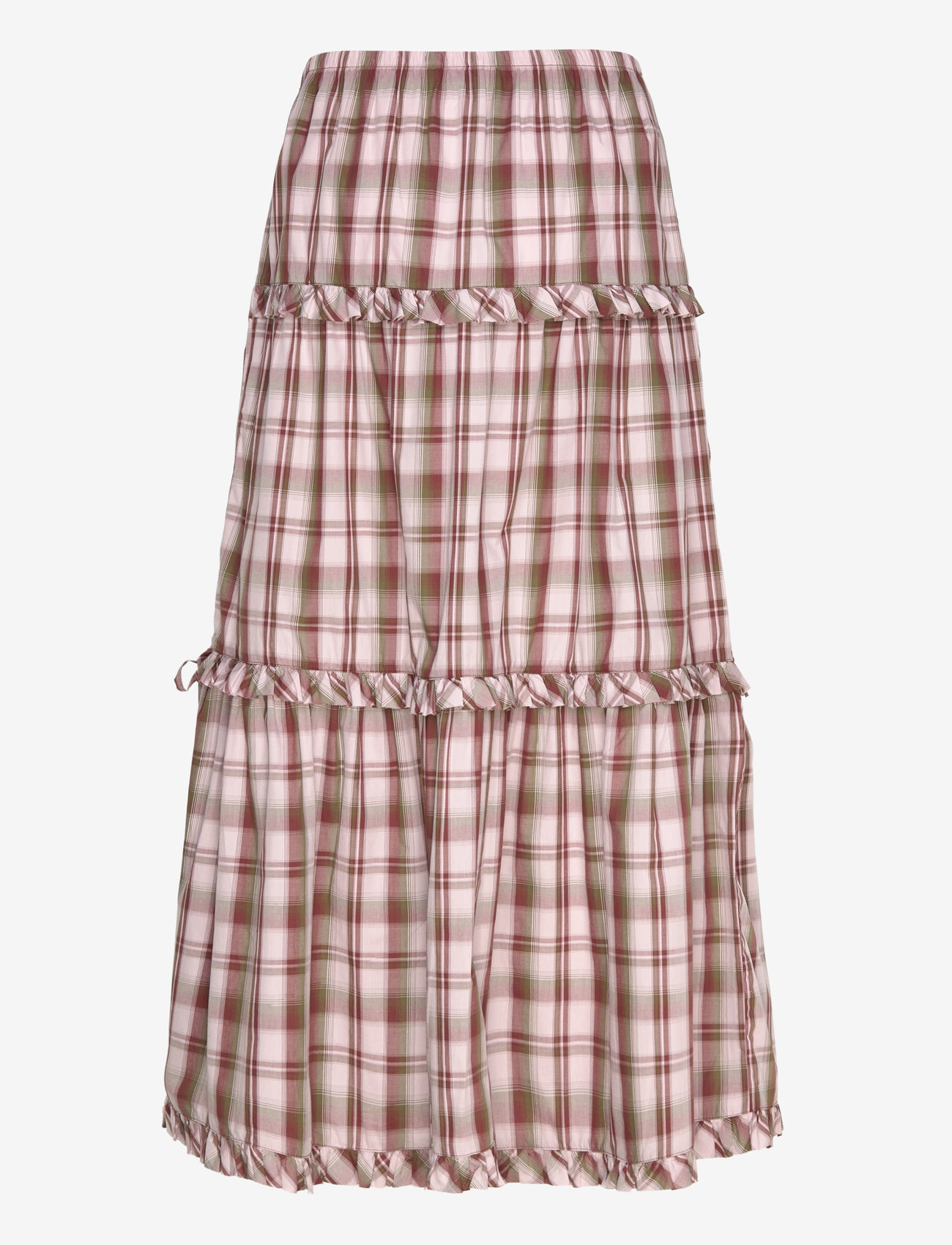 Monki - Ruffled Tiered Cotton Skirt - maxi röcke - pink dusty light - 1