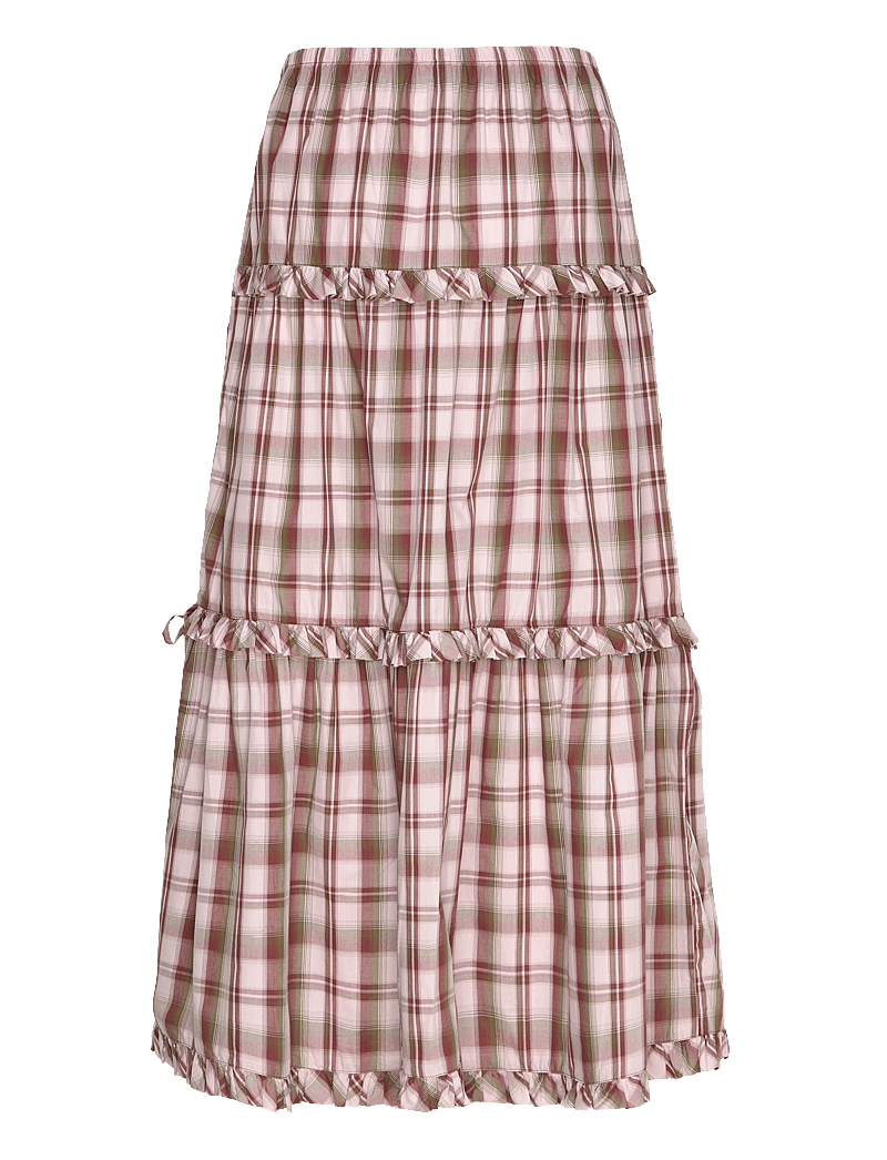 Monki - Ruffled Tiered Cotton Skirt - maxi röcke - pink dusty light - 1