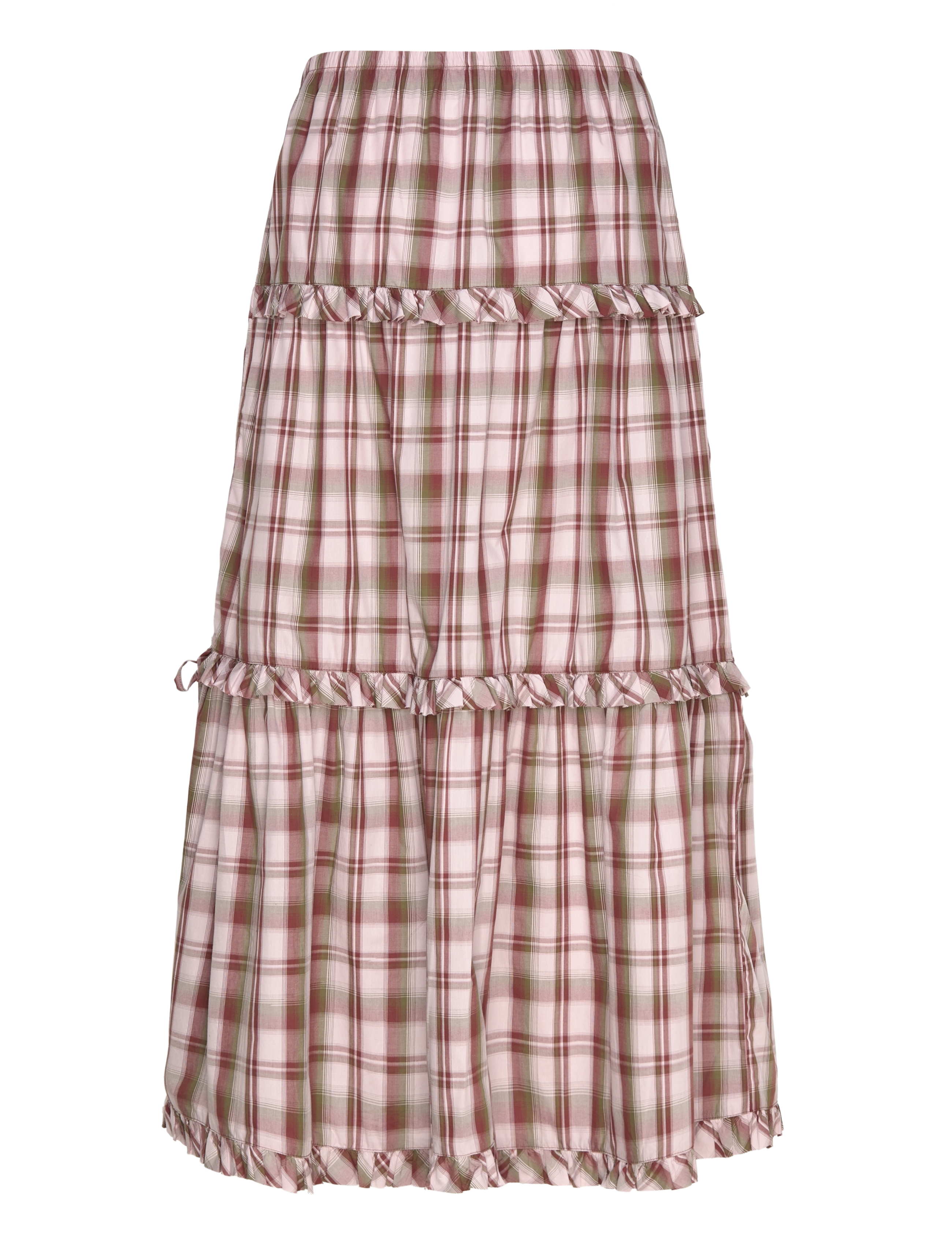 Monki - Ruffled Tiered Cotton Skirt - maxi röcke - pink dusty light - 1