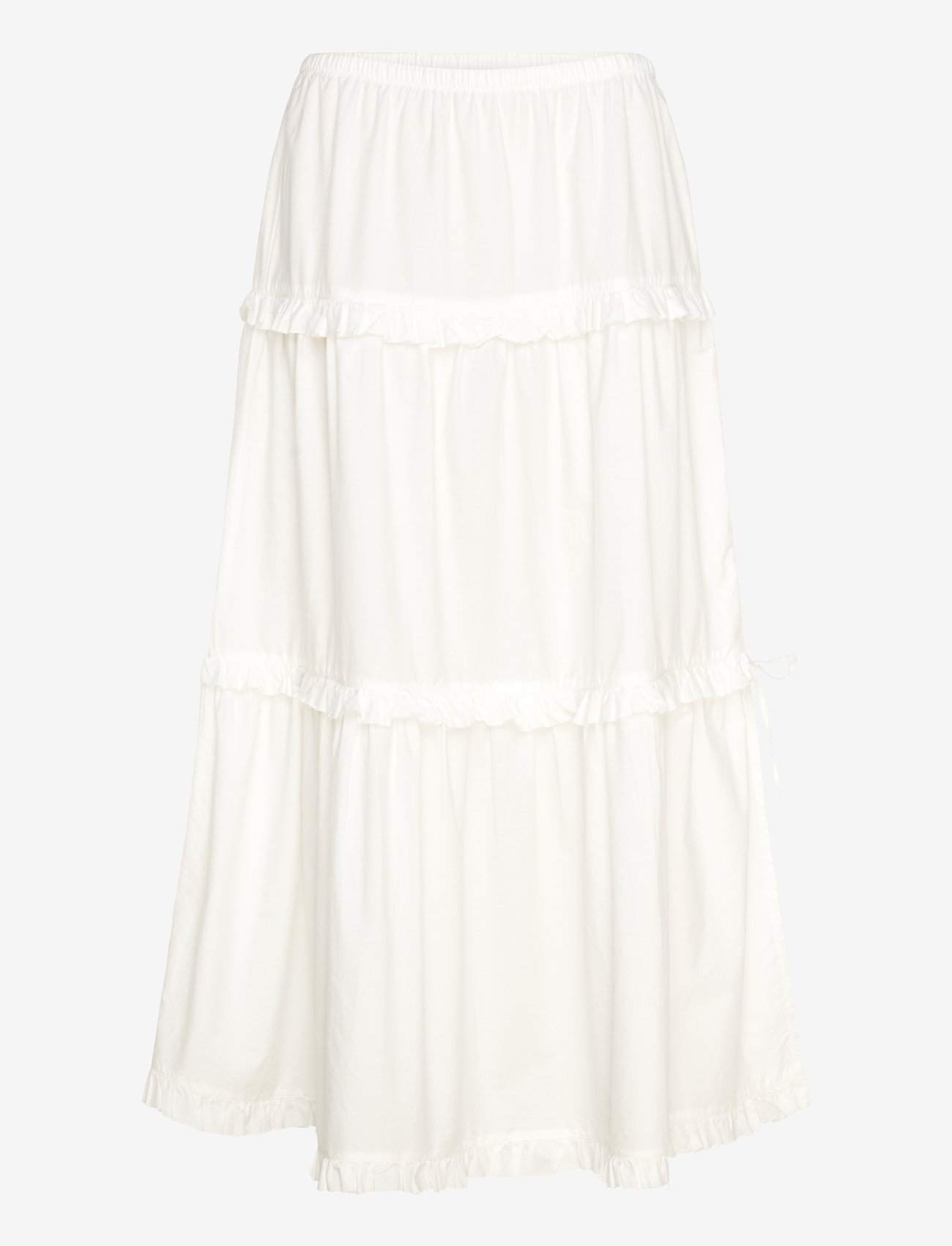 Monki - Ruffled Tiered Cotton Skirt - maxi röcke - white light - 0