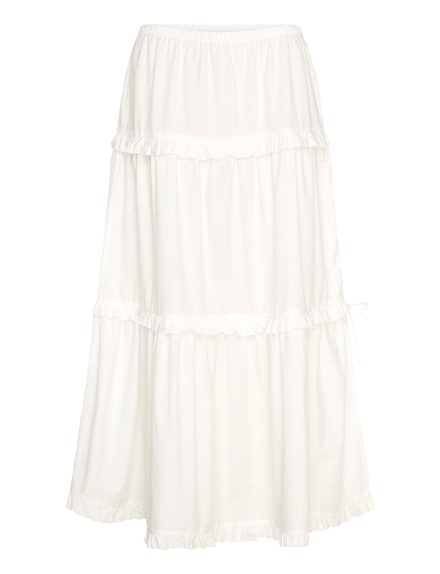 Monki - Ruffled Tiered Cotton Skirt - maxi nederdele - white light - 0
