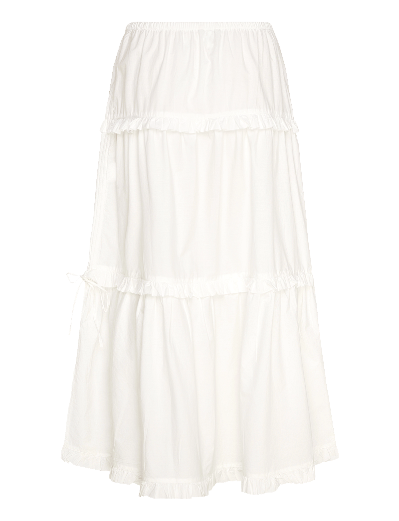 Monki - Ruffled Tiered Cotton Skirt - maxi röcke - white light - 1