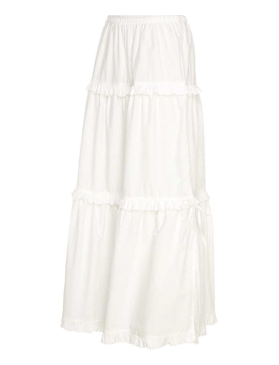 Monki - Ruffled Tiered Cotton Skirt - maxi nederdele - white light - 2