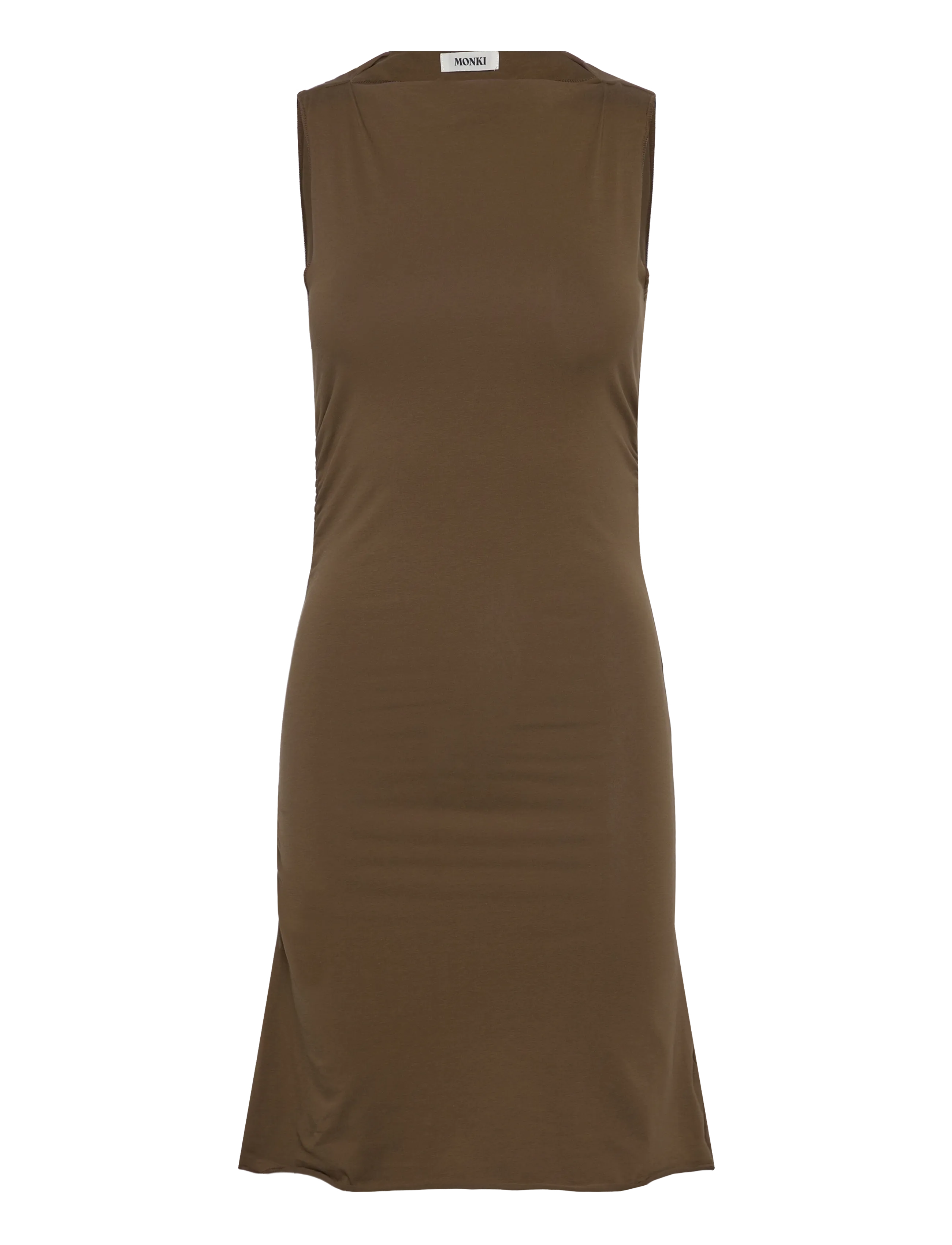 Gathered Jersey Mini Dress - BROWN MEDIUM DUSTY