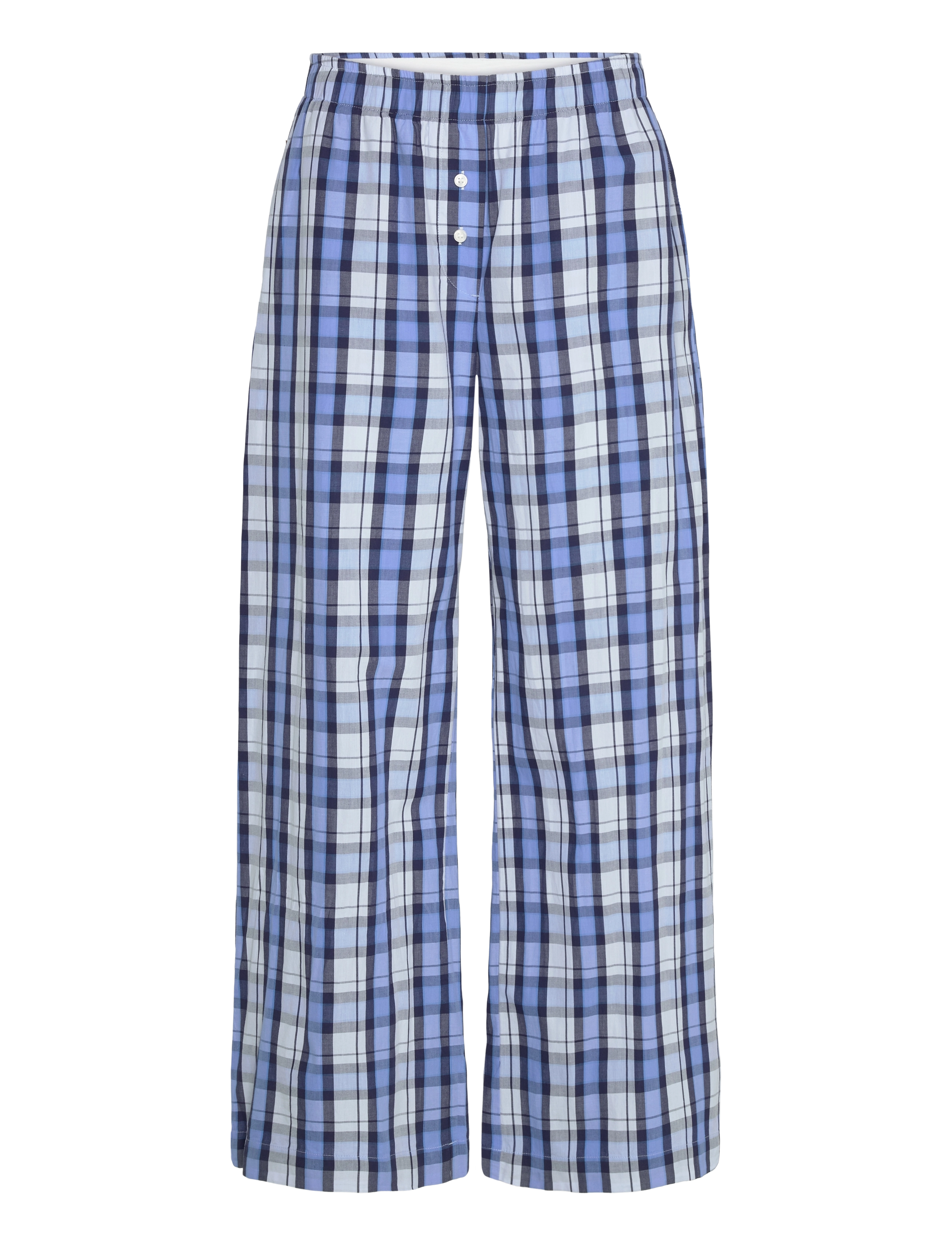 Monki Wide-Leg Cotton Twill Trousers, S, Blau - Wide Leg, Frauen