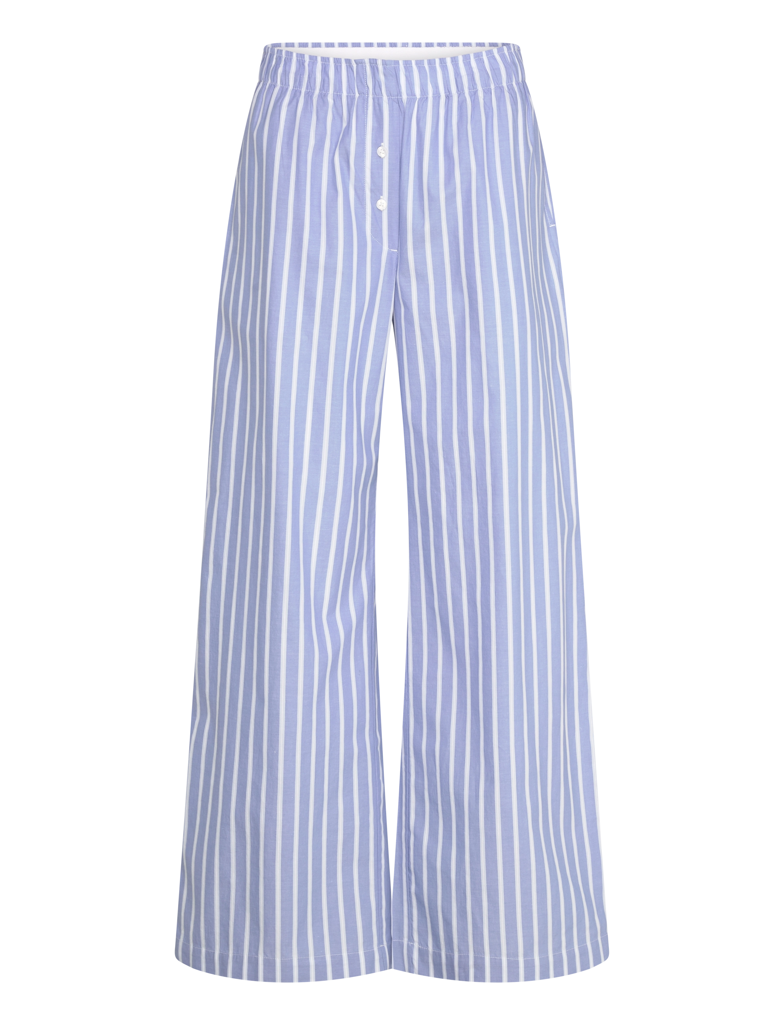 Monki Wide-Leg Cotton Twill Trousers, XS, Blau - Wide Leg, Frauen