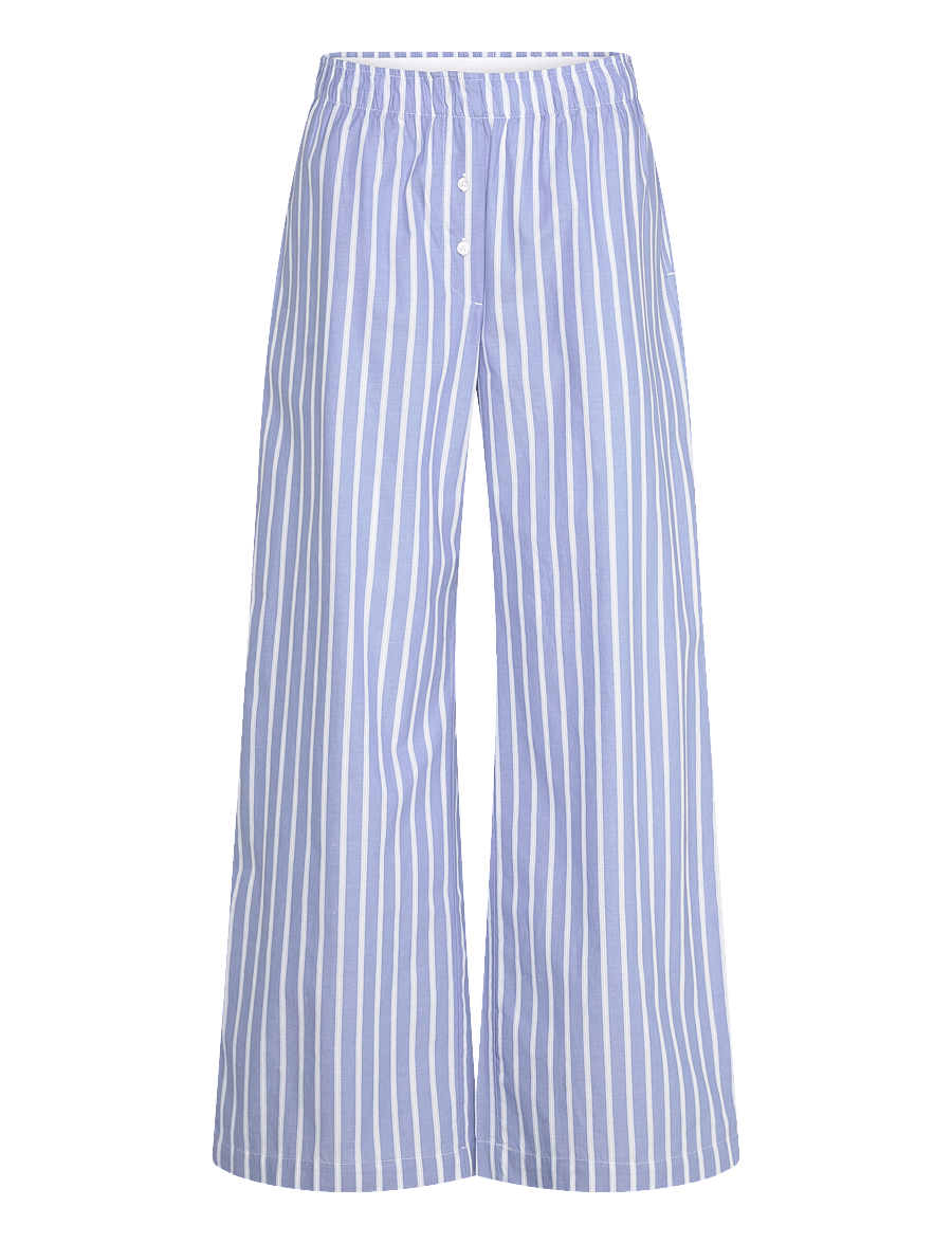 Monki - Wide-Leg Cotton Twill Trousers - hosen mit weitem bein - blue medium - 0