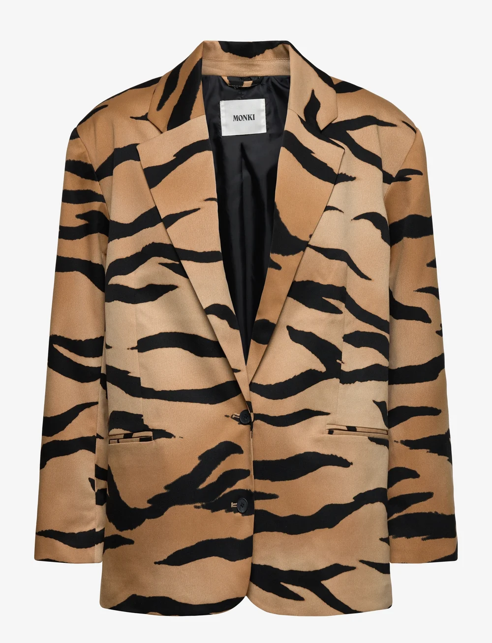 Monki - Single-Breasted Oversized Tiger Printed Blazer - einreihige blazer - brown medium dusty - 0