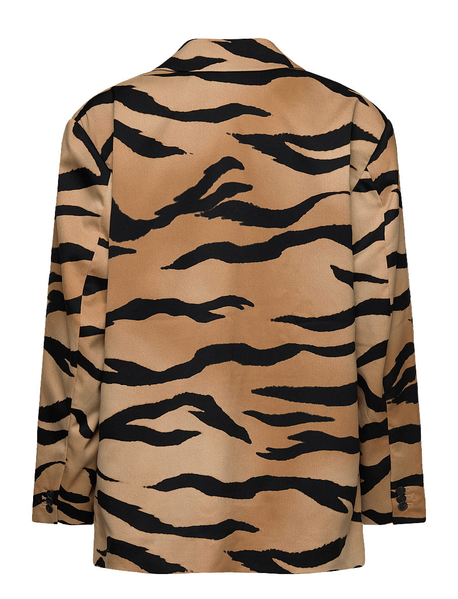 Monki - Single-Breasted Oversized Tiger Printed Blazer - enkelknäppta kavajer - brown medium dusty - 1