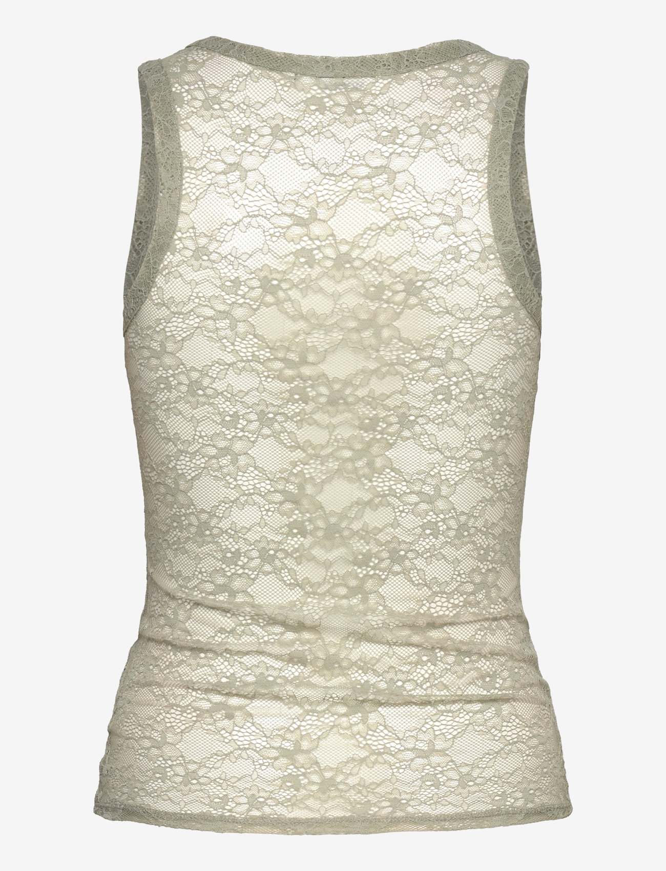 Monki - Sheer Lace Sleeveless Tank Top - linnen - khaki green medium dusty - 1