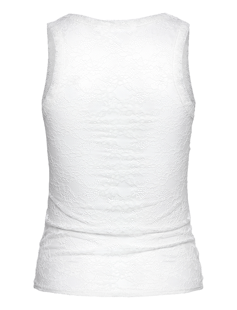 Monki - Sheer Lace Sleeveless Tank Top - ermalausir toppar - white light - 1