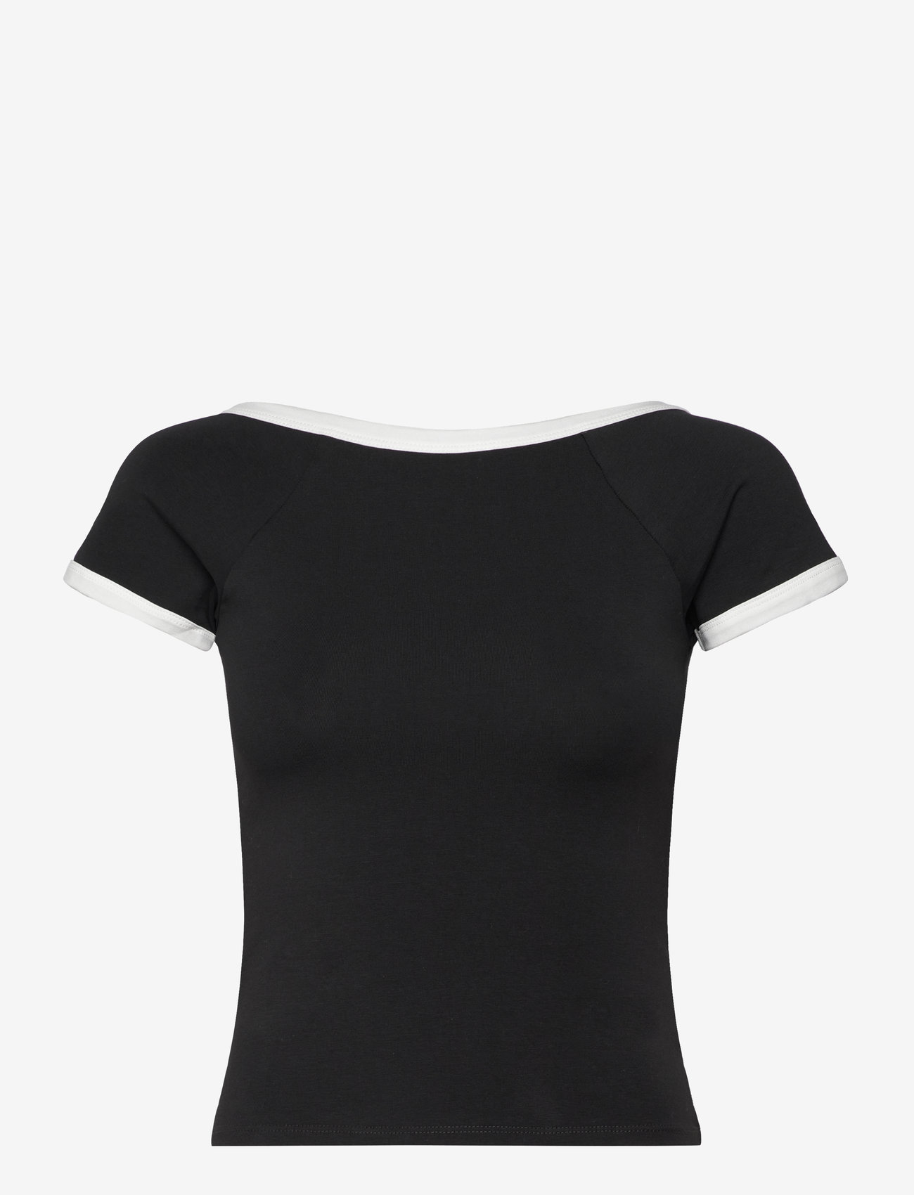 Monki - Mini short sleeve top - t-shirts - black dark - 0