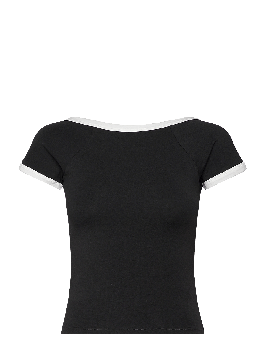 Monki - Mini short sleeve top - t-shirts - black dark - 0