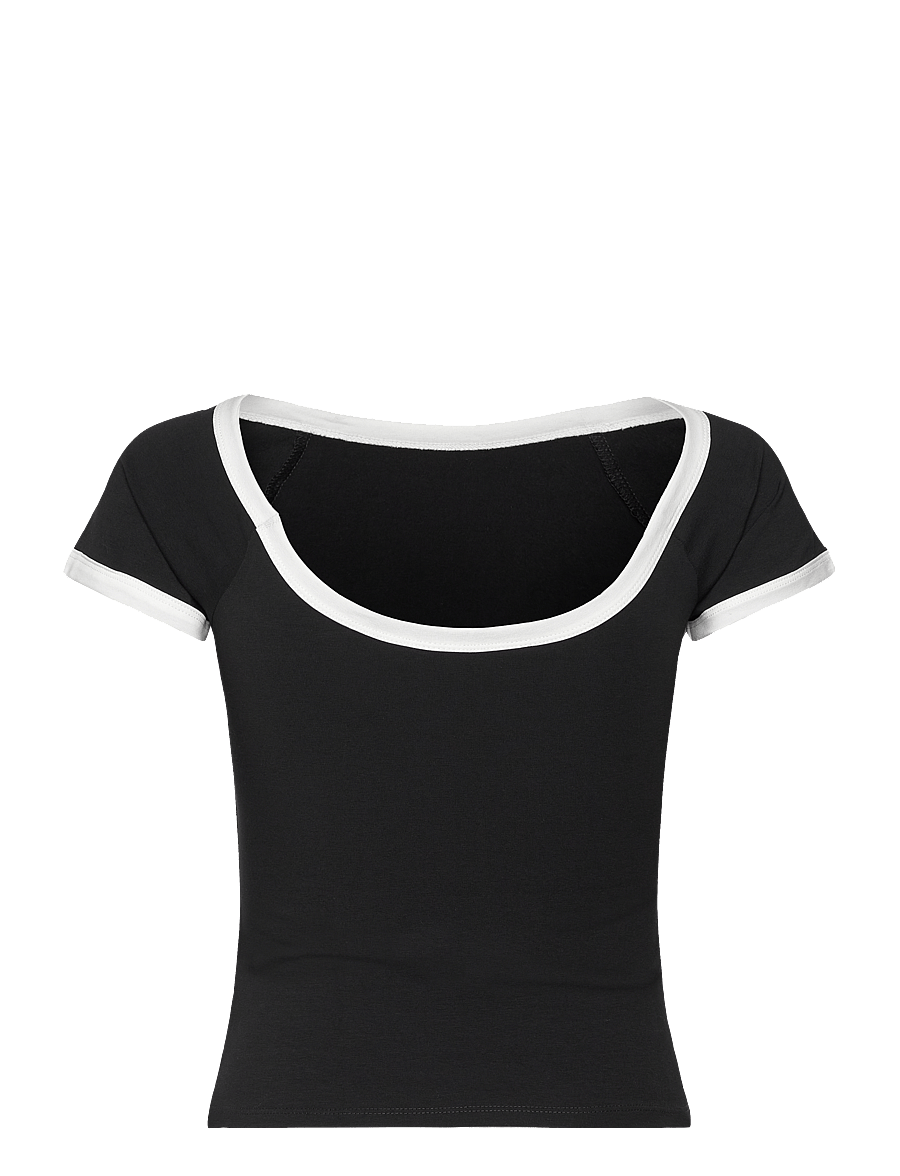 Monki - Mini short sleeve top - t-shirts - black dark - 1