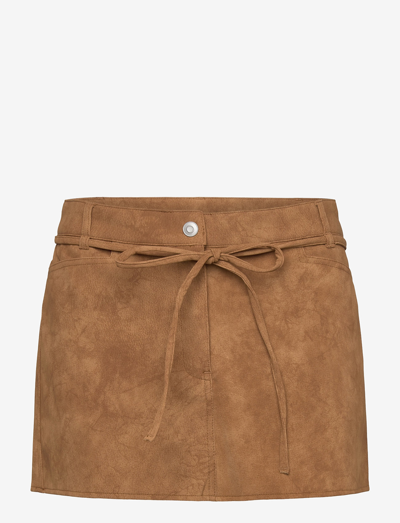 Monki - Low Waisted Faux Suede Mini Skirt - korta kjolar - brown medium dusty - 0