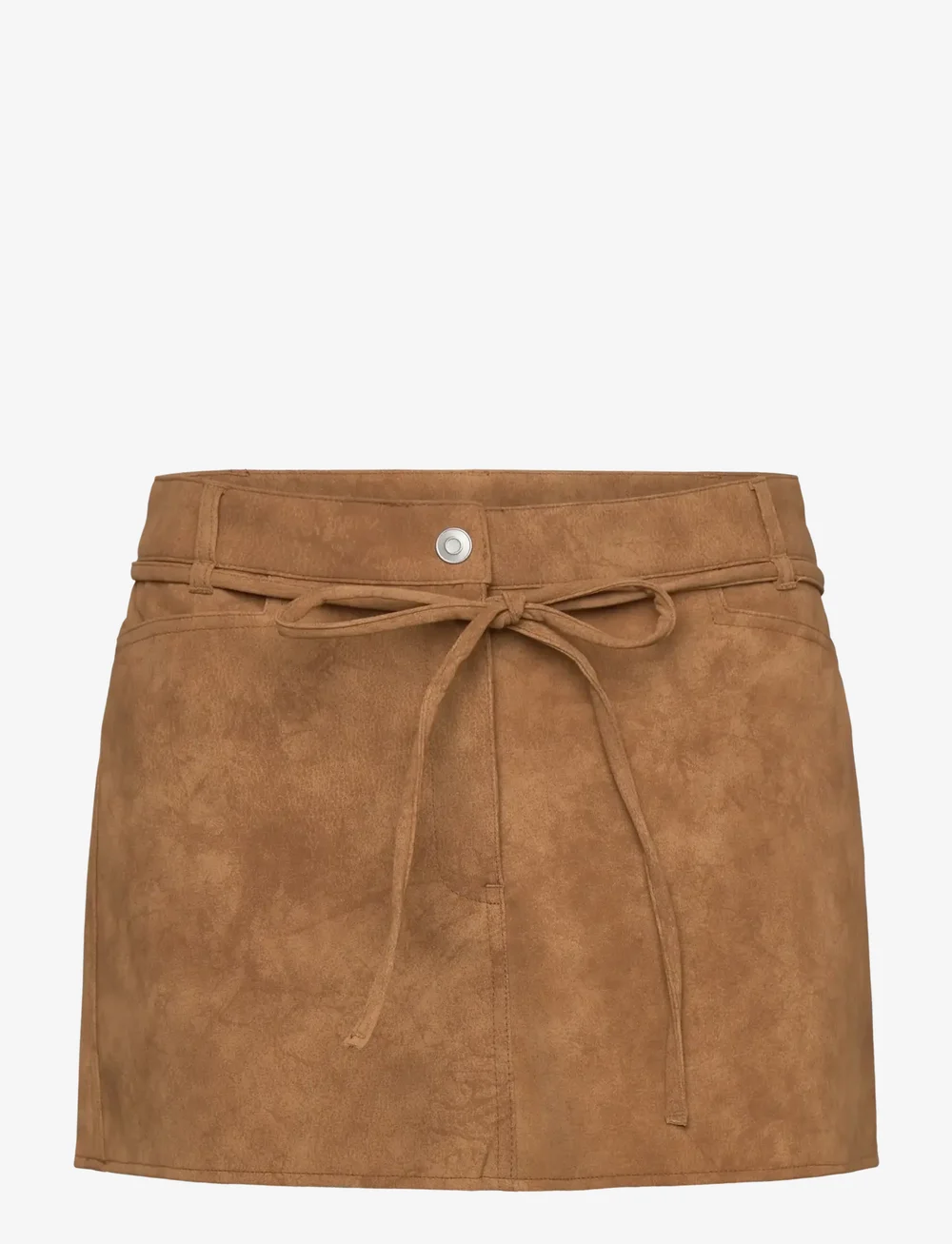 Monki - Low Waisted Faux Suede Mini Skirt - korte rokken - brown medium dusty - 0