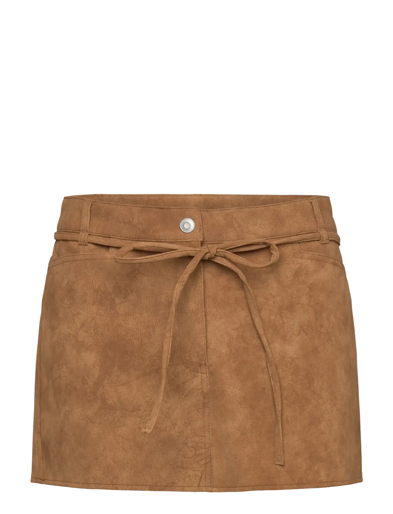 Monki Low Waisted Faux Suede Mini Skirt - Nederdele - BROWN MEDIUM DUSTY / brown