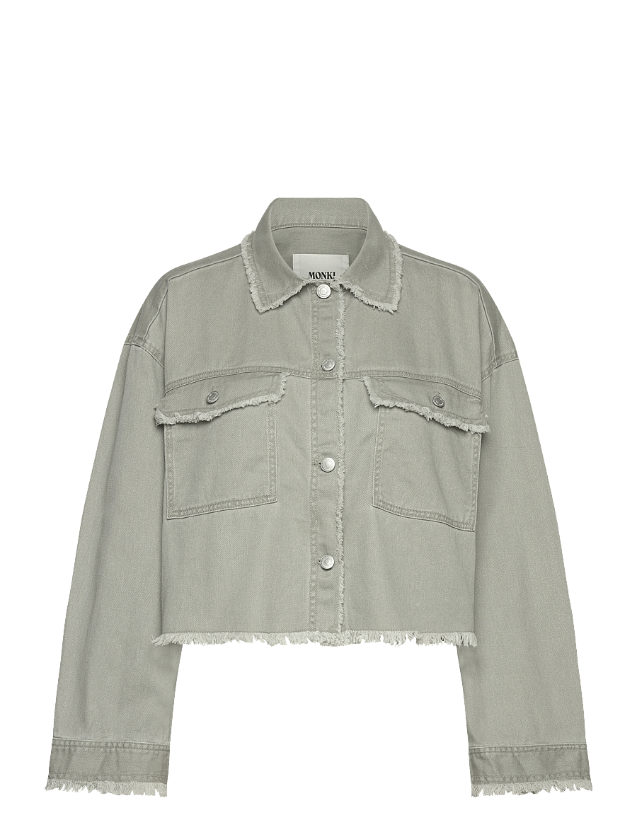 Monki - Cropped Boxy Twill Jacket - frühlingsjacken - khaki green medium dusty - 0