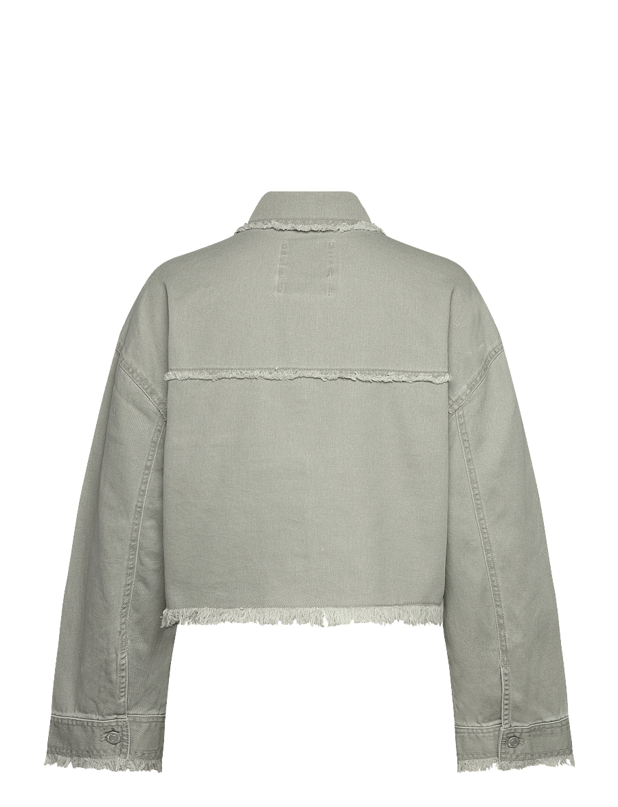 Monki - Cropped Boxy Twill Jacket - frühlingsjacken - khaki green medium dusty - 1