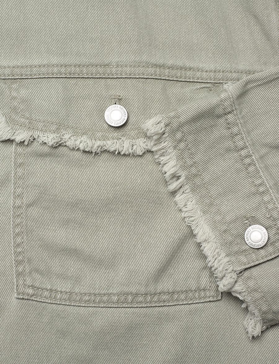 Monki - Cropped Boxy Twill Jacket - frühlingsjacken - khaki green medium dusty - 3